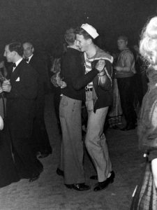 A gay couple dancing at the Chelsea Arts New Year’s Eve Bal